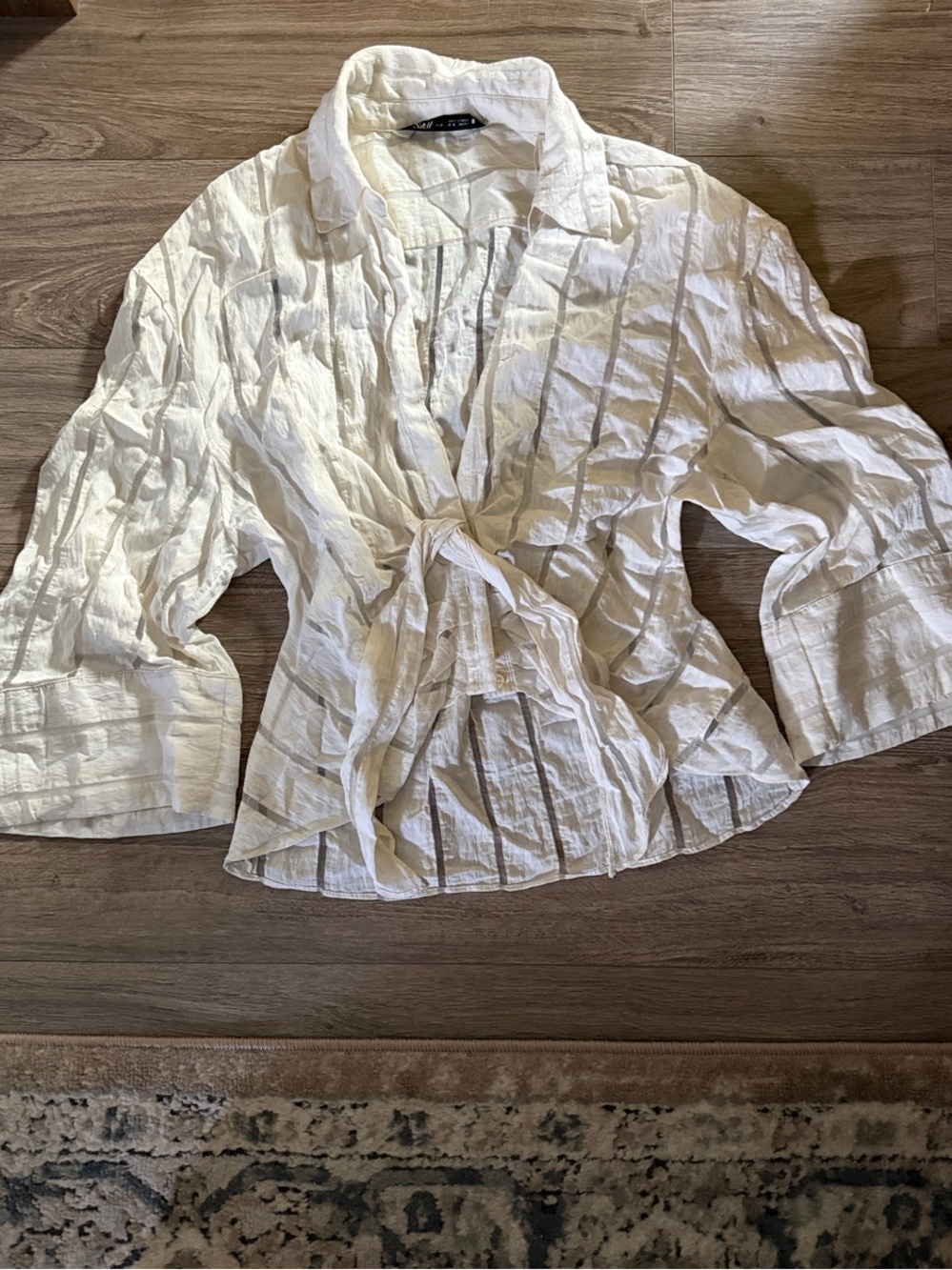 Zara White Tie-Front Blouse